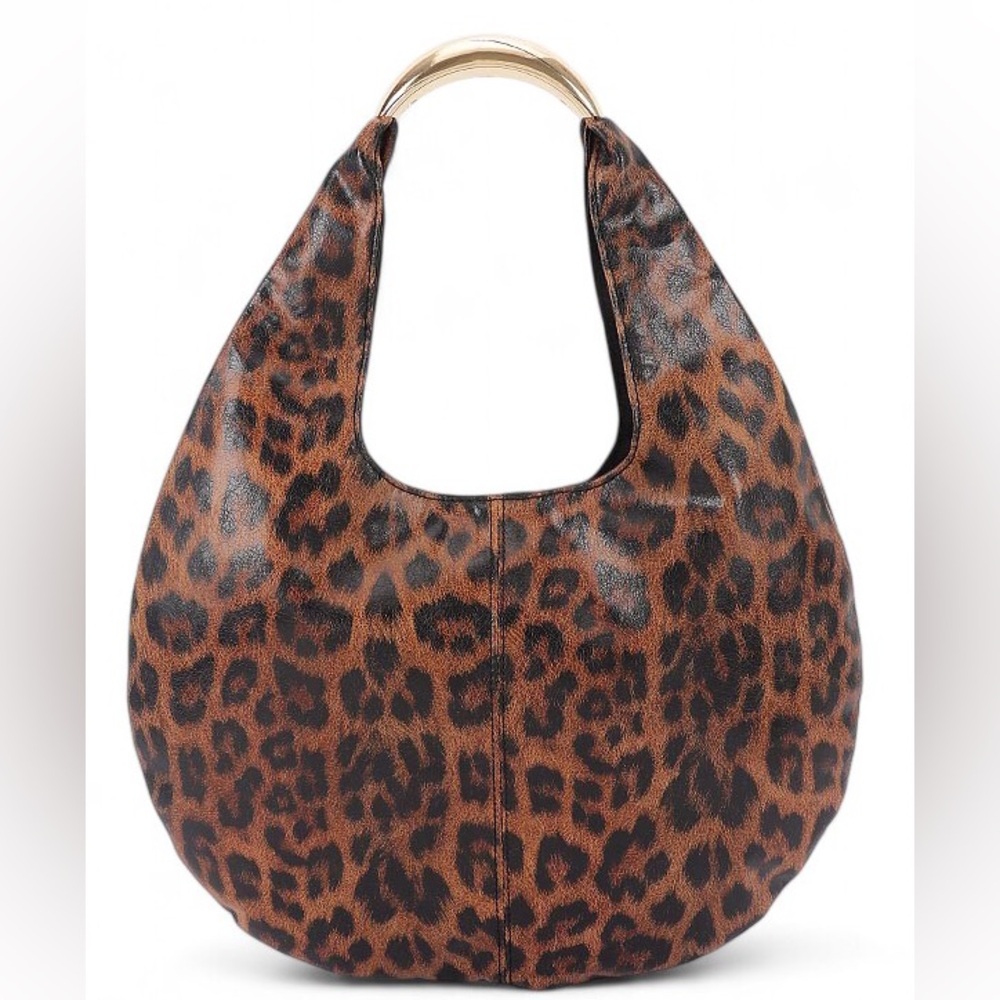 Oversized Leopard Print Hobo Bag